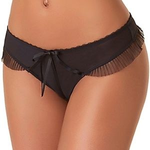 Passionatta Black Charmesue Sheer Thong Panty M